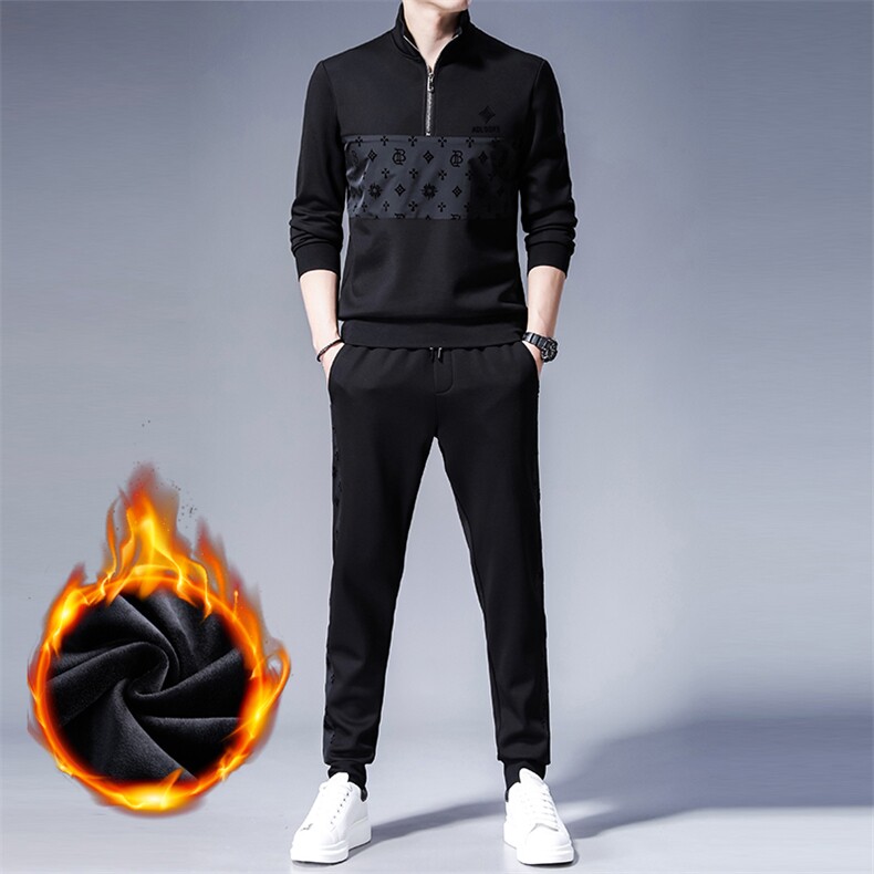 SA5501-2钱塘2020-2冬季加绒加厚商务休闲简约中年男士套装P150图片