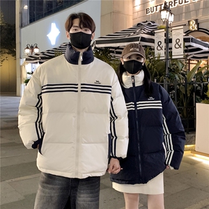 情侣装冬装 美式条纹织带棉服刺绣logo棉衣休闲外套男 G1100 P118图片