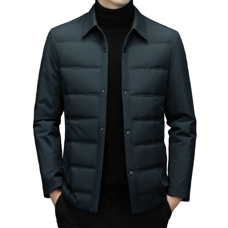 羽绒服男士中年翻领宽松爸爸装上衣冬季新款加厚保暖白鸭绒外套,男装羽绒服,电商B212（原钱塘6029）