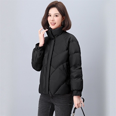 红色立领羽绒服女2024冬季新款中年妈妈高端洋气小个子白鸭绒外套，女装羽绒服，木橙西子