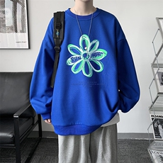 华夫格卫衣圆领卫衣男大码长袖t恤男外套HW76170-P30加绒款-P40，男装卫衣，电商A040