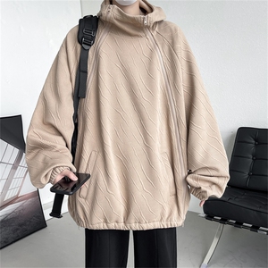 WY8126/P65秋装新款冲锋卫衣男款oversize潮牌美式高街重磅拉链图片