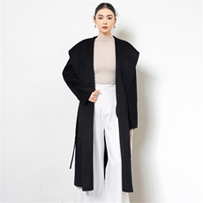 2025秋冬百搭时尚简约翻领长袖针织羊绒大衣，女装羊绒大衣，黛娇羊绒