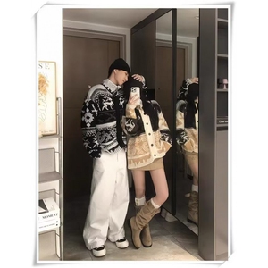 MM498-P63美式新款复古休闲慵懒风开衫针织毛衣图片