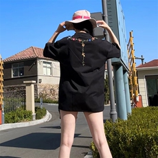 万针全刺绣工艺抖音得物高品质260克重磅纯棉双纱美式高街短袖T恤，男装T恤，电商A486