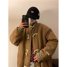 牛角扣棒球服外套男冬款美式宽松保暖棉衣原宿港风棉服W6661-P83，男装棉衣，星座512-2