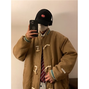牛角扣棒球服外套男冬款美式宽松保暖棉衣原宿港风棉服 W6661-P83图片
