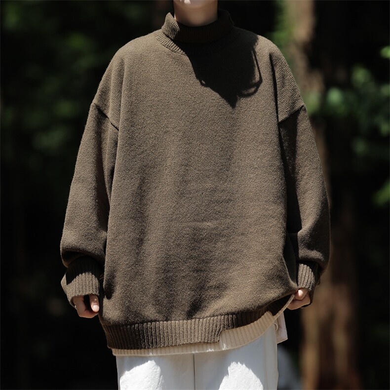 秋款男女高领毛衣假两件拼色针织衫情侣款中性风外套M3109P60,男装针织衫/毛衣,星座1013-1