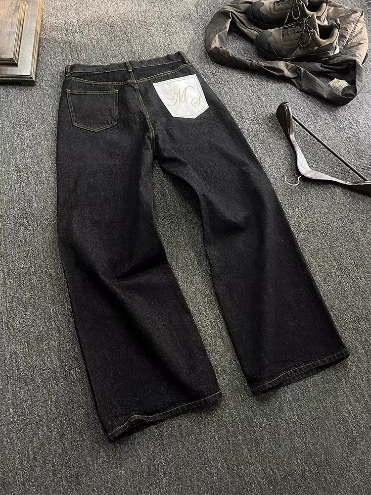 阔腿牛仔裤新款高腰松紧腰休闲宽松窄版直筒裤513ACK2753特P38,男装牛仔裤,星座513A