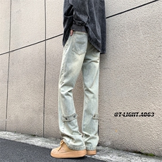 冬季美式ins高街vibe水洗加绒牛仔裤货号加绒K2316P70常规P55，男装牛仔裤，电商A063