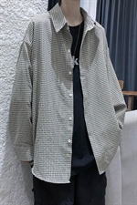 早秋新款千鸟格长袖衬衫宽松青年衣服男A071-C09-P38，男装衬衫，电商A071