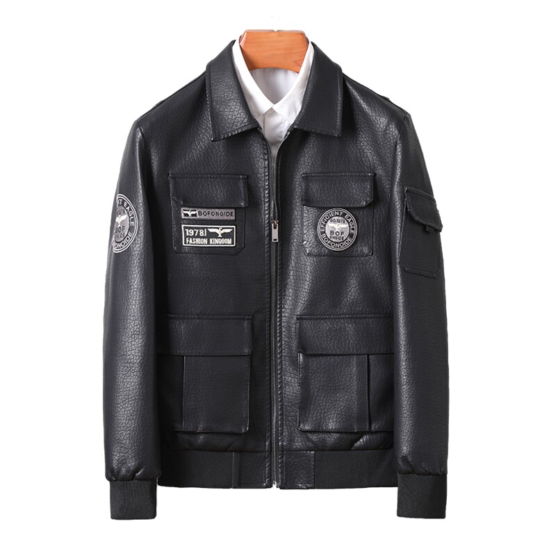 2024秋冬皮衣夹克修身翻领PU机车皮衣外套男py5616-p118M-5XL,男装皮衣,电商D303