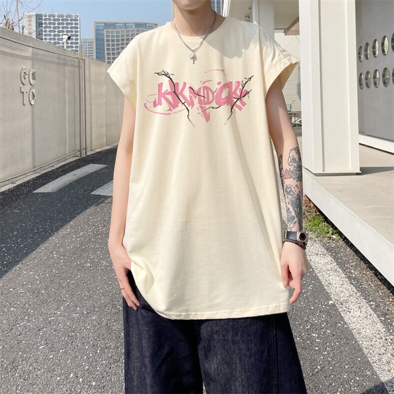 图案已注册夏季新款个性印花宽松背心男潮流坎肩无袖T恤B068/P25，男装背心/马甲，电商B209