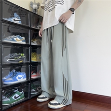 抖音品质夏季新款美式三条杠宽松冰丝裤B315-K25662-特p35控68，男装休闲裤，电商B315