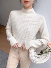 半高菱形提花针织衫，女装针织衫/毛衣，强盛羊绒