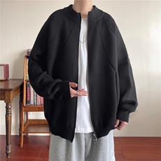 1506A/G50210/P61纯色重磅拉链休闲宽松毛衣，男装针织衫/毛衣，星座1506A