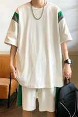 夏季新款情侣大码港风休闲运动五分裤两件套套装男S16P50，男装牛仔裤，电商B226-2（原B217-2）