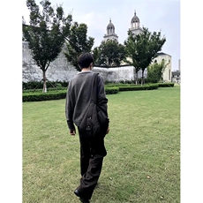 重磅北极绒假两件衬衫领毛衣美式高街复古休闲慵懒纯色翻领针织衫，男装针织衫/毛衣，电商A486