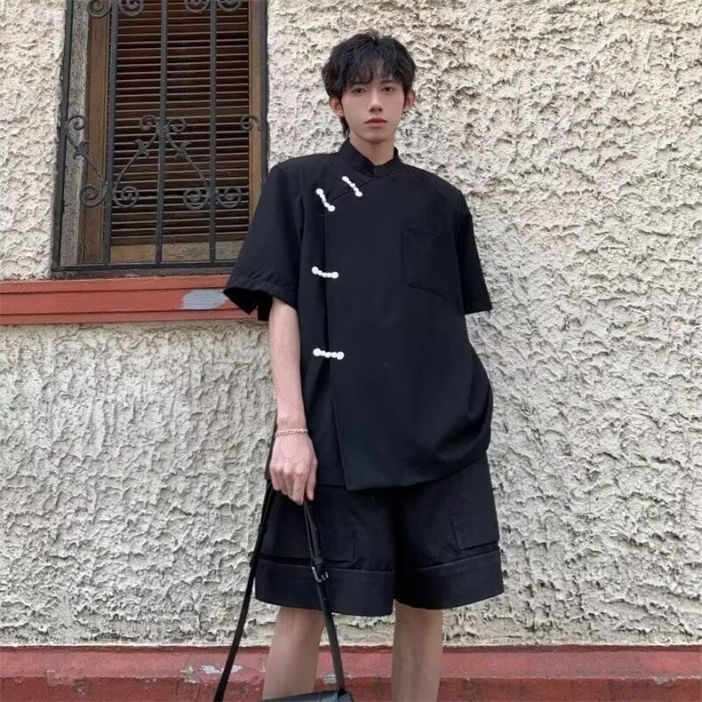 中式短袖衬衫春季2024新款D3023P35,男装衬衫,星座1116-2