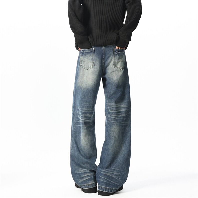 XZ1011-8501-P55控88宽松直筒复古洗水牛仔裤,男装牛仔裤,星座B271
