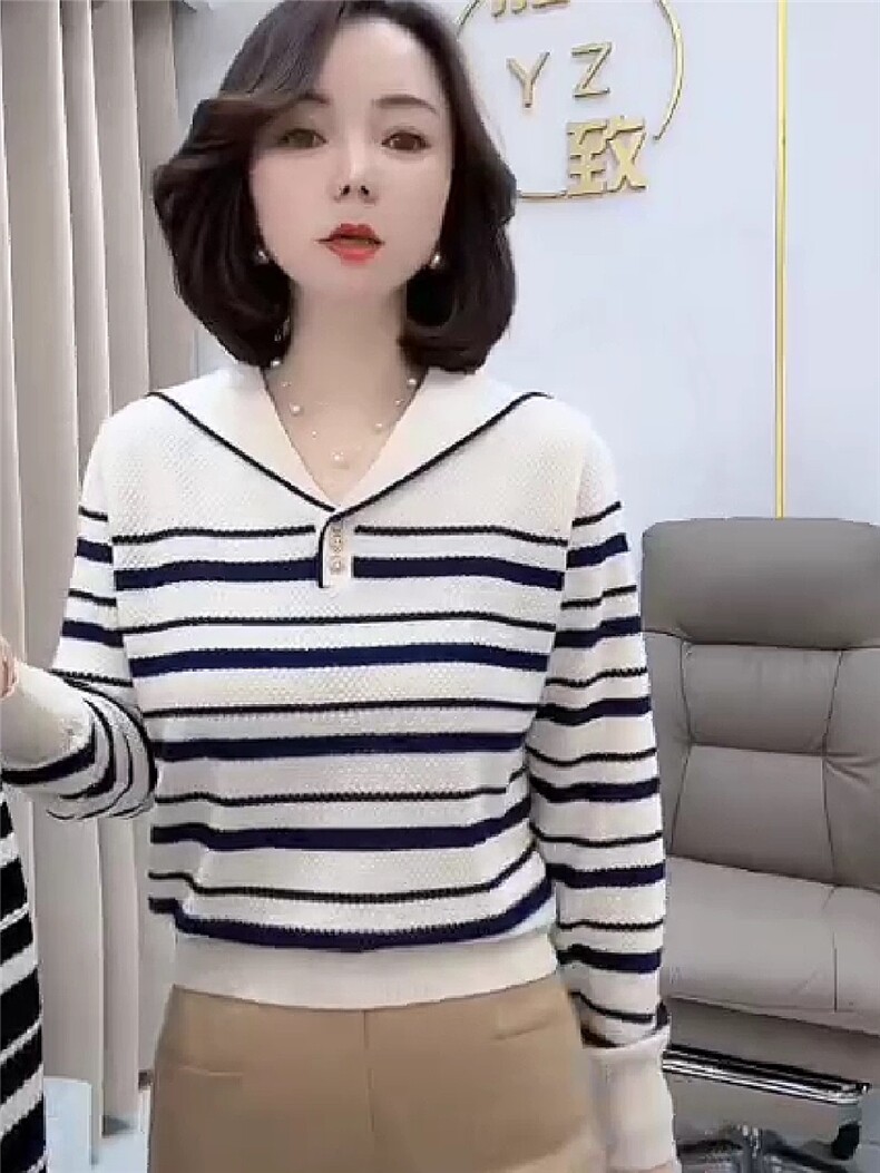 莱赛尔天丝蜂窝这么海军领长袖,针织衫/毛衣,晨旭羊绒
