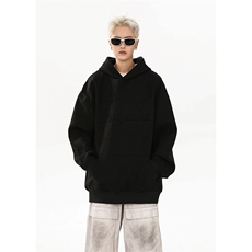 港风大码日系复古麂皮绒钢印套头连帽卫衣XZ213-W1921-P60控78，男装卫衣，星座213