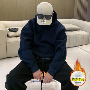 480G重磅加绒加厚硬挺boxy美式高街短款廓形连帽卫衣男女秋冬外套图片