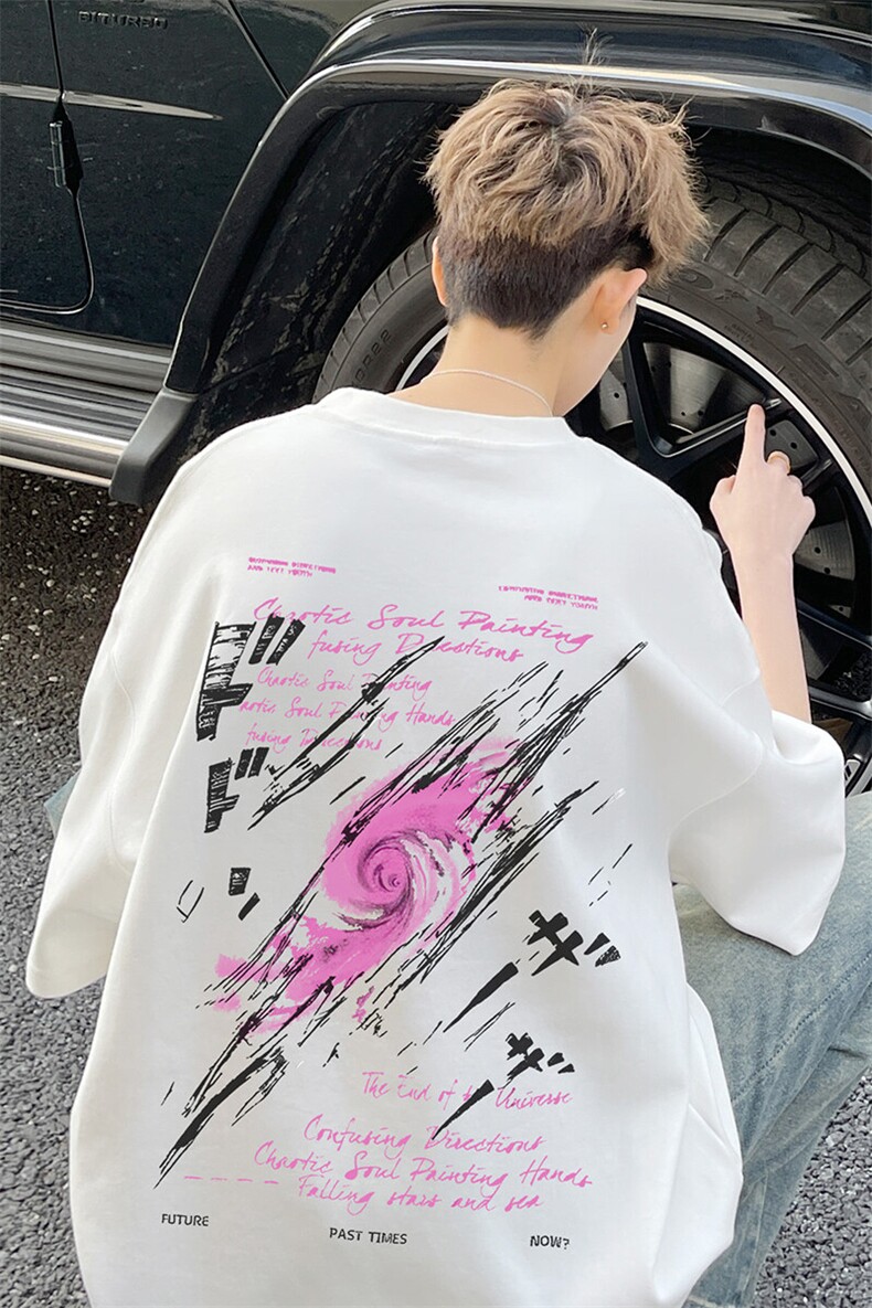 图案已注册夏季美式情侣休闲短袖T恤男潮宽松半袖体恤衫D066/P25,男装T恤,电商B209