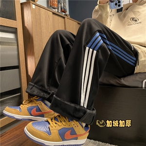 2025冬季新款加绒加厚潮流条纹宽松卫裤B313-K842JR-特p45控88图片