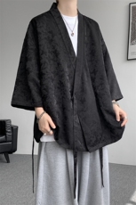 风提花开衫道袍七分袖汉服大码中式禅服冰丝和服外套DP1101/P58，男装衬衫，电商B238