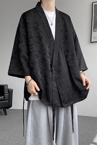 风提花开衫道袍七分袖汉服大码中式禅服冰丝和服外套DP1101/P58图片