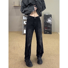 B221美式ins高街暗黑小众破洞修身微喇牛仔裤LK24158-P65控88，男装牛仔裤，电商B221