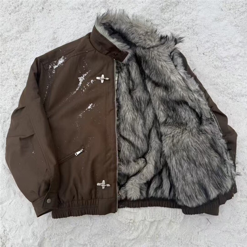 原创高级感贵气座山雕毛领夹克棉服冬季男女款上衣外套201-2A766，男装夹克，星座201-2