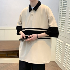 2023夏装潮牌条纹翻领Polo衫运动宽松短袖T恤男女627-P35控价58，男装Polo衫，电商A441-1
