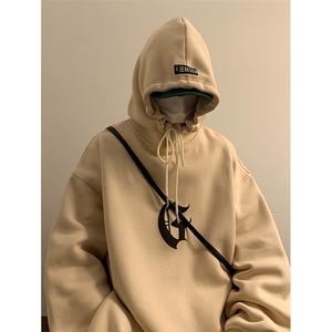 痞帅高级感男士卫衣春季美式潮流连帽外套衣服-JK23107-P55控78图片