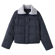 学院风格子羽绒服女2025冬新款短款翻领宽松外套加厚白鸭绒面包服，女装羽绒服，慧尚依恋