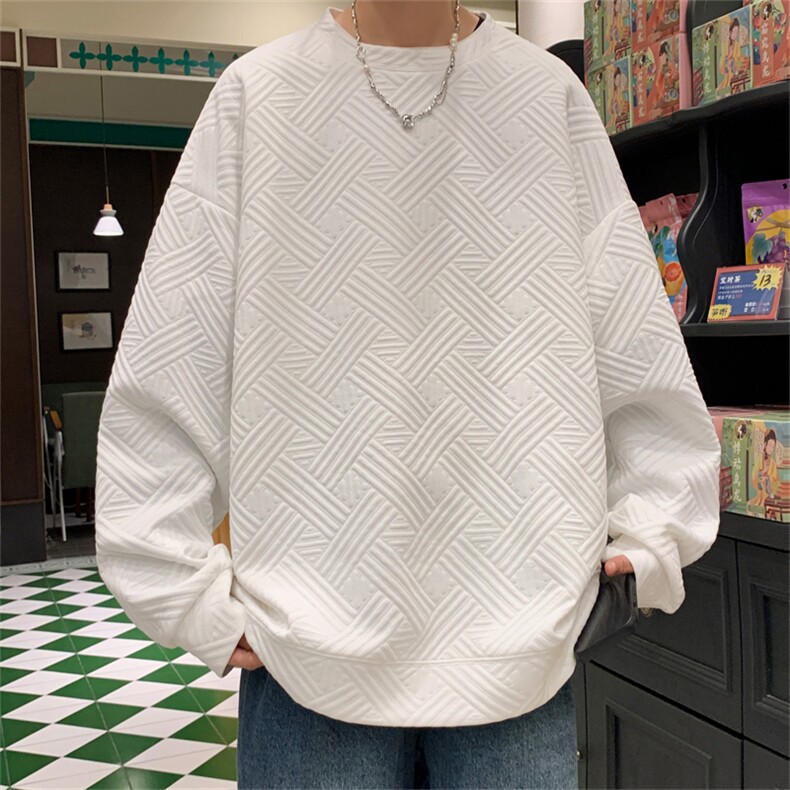 W109/P35春装新款现货圆领卫衣男潮牌重磅大码宽松T恤休闲上衣，男装T恤，电商基地A050