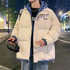 冬季宽松/假两件连帽休闲外套潮加厚棉衣XZ102B-1M6628-P110，男装棉衣，星座102B-1