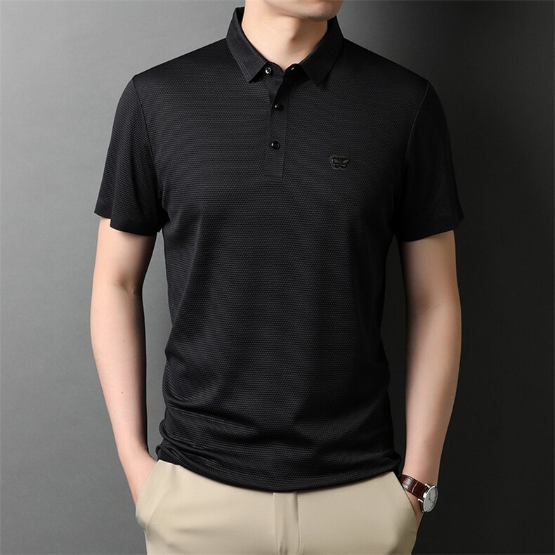 夏季新款男士翻领短袖t恤中年有领男装上衣服休闲POLO衫图片