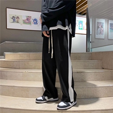新款潮牌侧边条纹运动情侣直筒裤宽松男女春季休闲裤潮NB22-P30，男装休闲裤，星座1008-2
