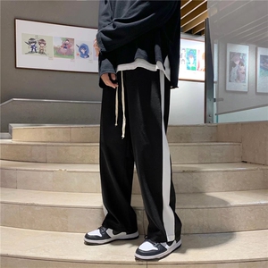 新款潮牌侧边条纹运动情侣直筒裤宽松男女春季休闲裤潮NB22-P30图片