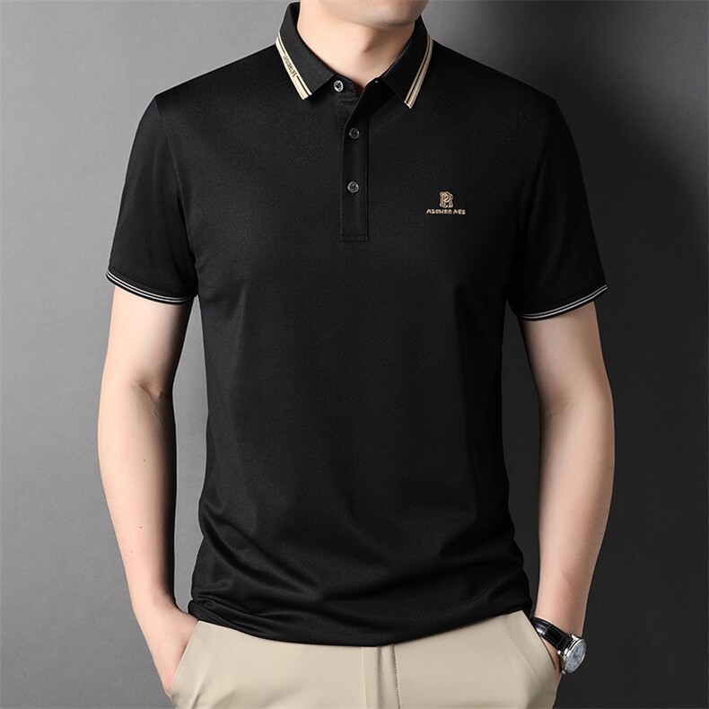 男装翻领短袖T恤男士2023夏季新款中老年薄款商务休闲POLO衫,男装T恤,电商B212（原钱塘6029）