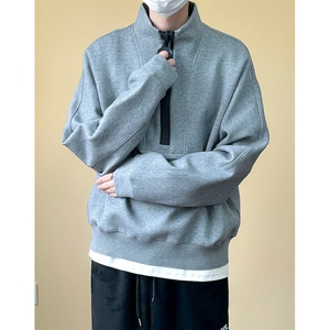 【004】半拉链立领卫衣男士短阔休闲通勤上衣A079-6819-P45图片