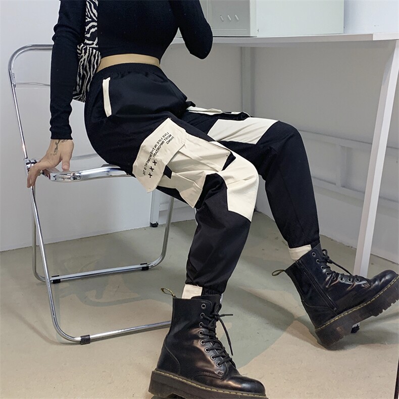518-K18 秋季中性风港风工装裤男女潮流长裤子P55图片
