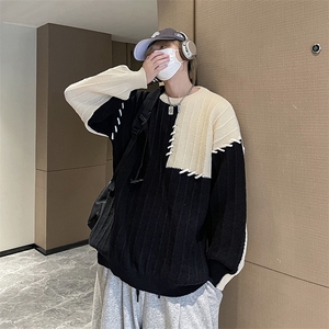 针织衫男士韩版潮流拼色高街帅百搭2024冬季新款ins毛衣MZ580-P48图片