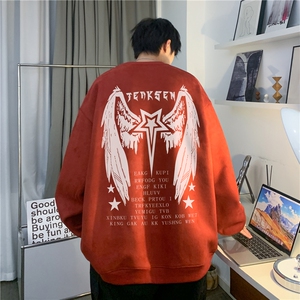 美式高街翅膀印花潮流圆领卫衣宽松上衣JK23522特批38控68图片