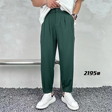 男简约宽松休闲裤垂感纯色枭光长丝面料长裤A329-K2195-P48，男装休闲裤，电商A329