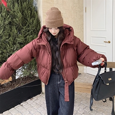 韩版设计感短款白鸭绒面包服女2025年冬季新款加厚显瘦保暖羽绒服，女装羽绒服，2C213