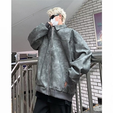 做旧PU皮夹克新款男时尚潮外套R8227P80，男装夹克，星座1116-2