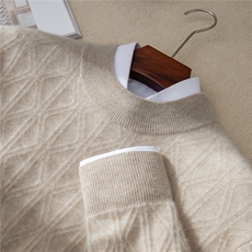 2025秋冬百搭时尚简约半高领菱形提花针织衫，男装羊绒套衫，牧群羊绒